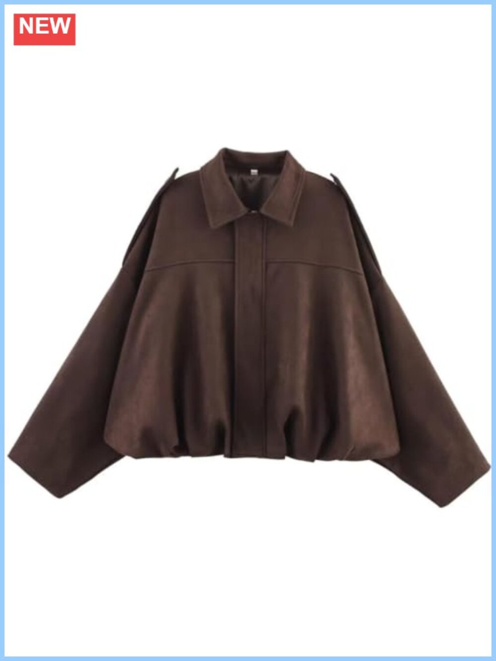 Faux Suede Oversized Cropped Bomber Jacket Women Batwing Streetwear
